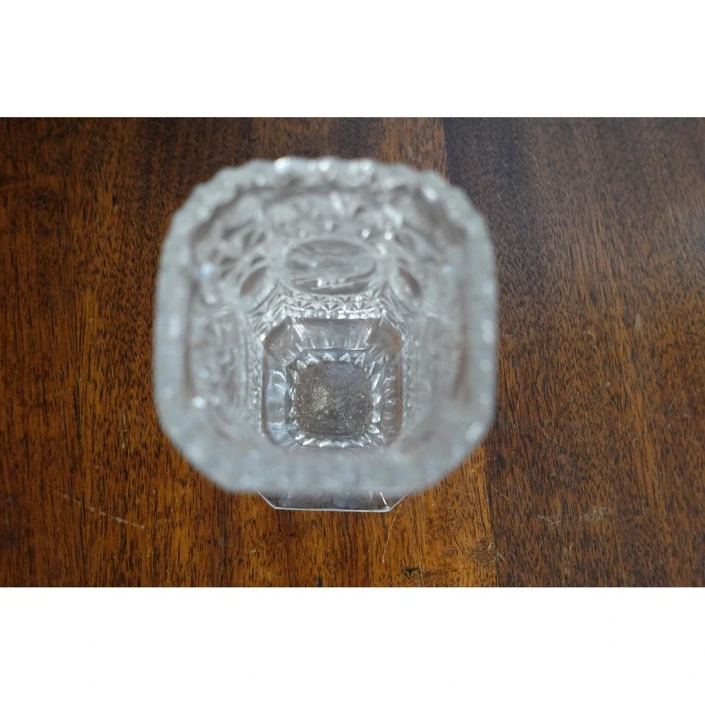 Vintage Hofbauer Byrdes Germany lead crystal vase sawtooth edges and etched bird